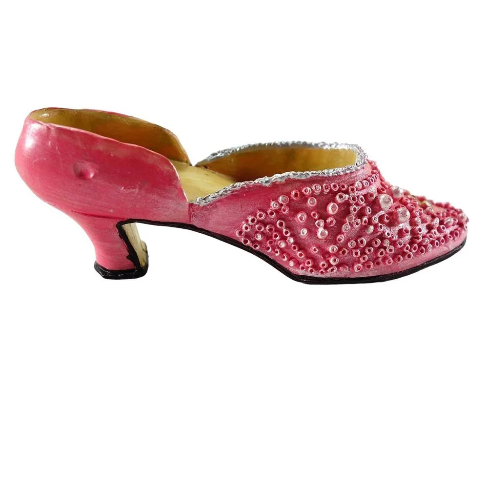 Vintage‎ Mini Pink Resin Heeled Shoe Seed Beads and Pearls